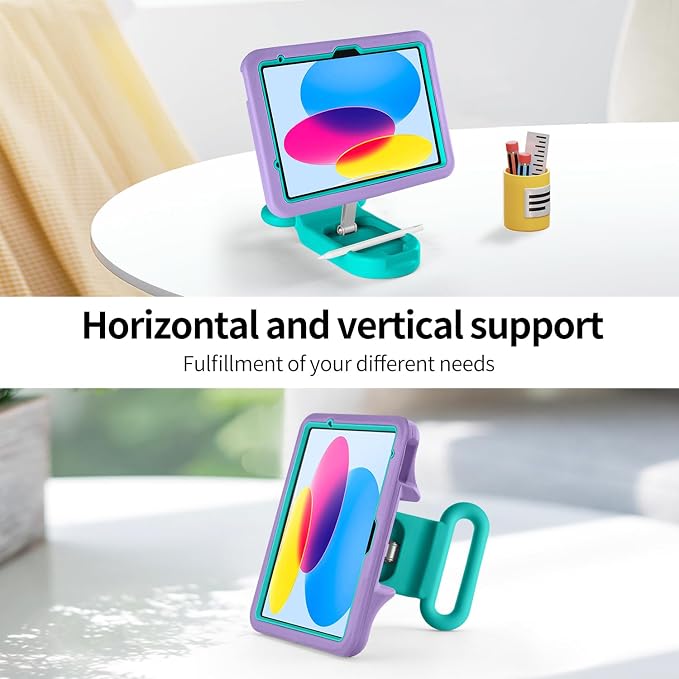 Kids Case for iPad (A16) 11th/10th Gen 10.9'' 2025/2022Adjustable Portrait/Landscape Stand/Drop Proof with HandleChild Friendly Case for iPad Air 11 (M4/M3/M2) 2026/2025/2024 (BlackBlue)