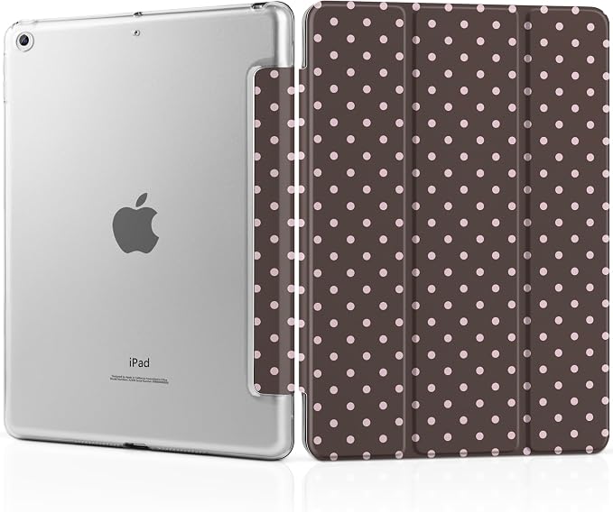 Compatible with iPad 10.2 Inch Case 2021 2020 2019 Smart Lightweight Trifold Stand Hard Plastic Transparent Cover Support Auto Sleep/Wake for iPad 10.2 9th/8th/7th Gen - Bear &amp Cherry