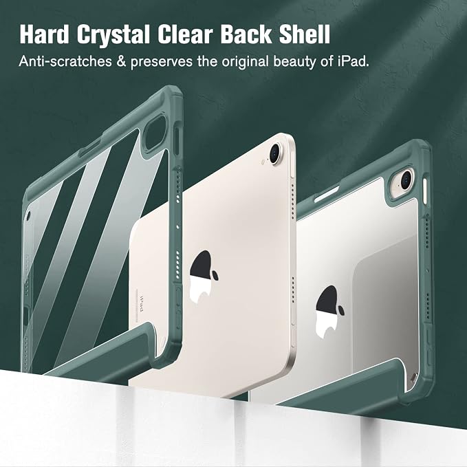 Fintie Clear Case for iPad mini 7th Generation (A17 Pro) / mini 6 8.3 | Slim Hybrid Shockproof Hard PC Back Cover Pencil Holder Viewing &amp Typing Angles Auto Sleep/Wake Black