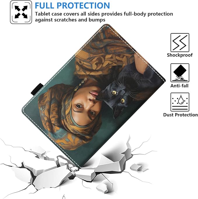 Case for Amazon Kindle Fire HD 10 Tablet (10.1 inch 9th/7th Generation 2019/2017 Release) Slim PU Leather Stand Folio Cover with Auto Wake Sleep Abstract Paint Butterfly