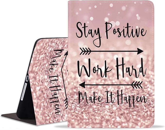 for iPad mini 1 2 3 4 5 Case Stay Positive Work Hard and Make It Happen Inspirational Quote Slim Lightweight PU Leather Stand Cover with Auto Wake/Sleep for iPad mini 5th/4th Gen 7.9 Inch