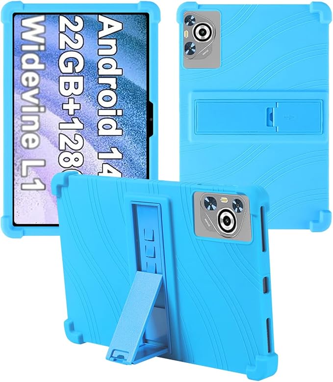 Case for Dghrti TAB30 2025 Android 14 Tablet 10.1 Inch，WUNIAK Shock Proof Lightweight Stand Rubber Shell Protective CoverKids Friendly Soft Silicone Adjustable Stand CoverBlack