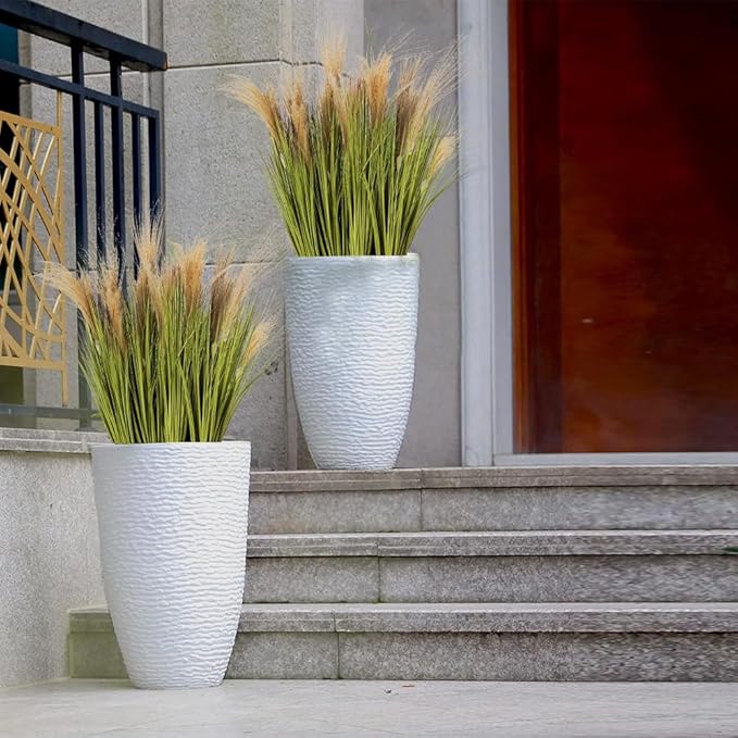 Melorca&Guilla Artificial Plants 6PCS 31.5“ Fake Tall Grass,Faux Plant,Tall Onion Faux Grass Plants,Artificial Greenery Shrubs Bushes for Garden Porch Window Box Shop Office Home Décor