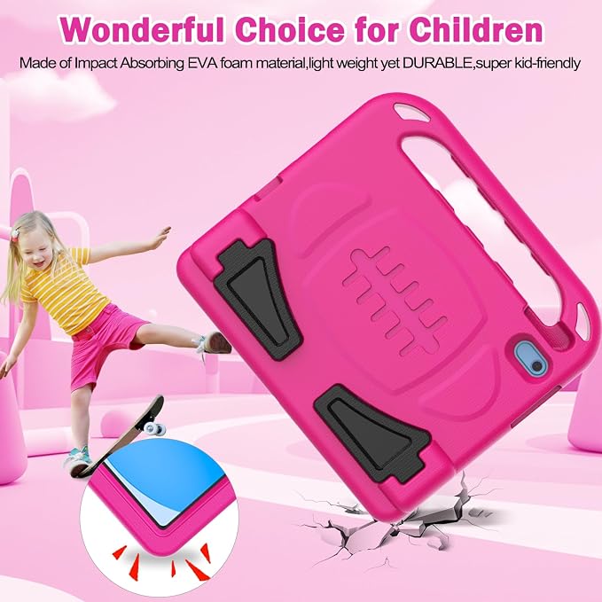 TIRIN Kids Case for iPad A16 11th Generation 2025/iPad 10th Generation 2022 with Built-in Screen Protector Shockproof Handle Stand iPad Case for Kids Black