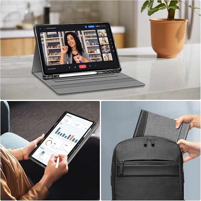 Fintie Portfolio Case for Samsung Galaxy Tab S10 FE Plus 13.1'' 2025 Black | Model (SM-X620/X626) Multiple Angles Business Cover with Pocket Built-in S Pen Holder