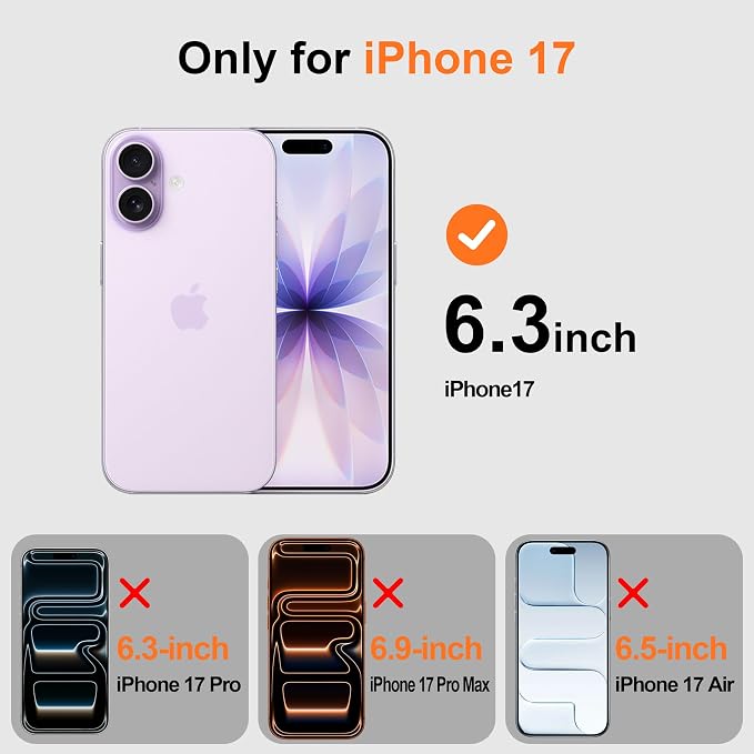 2 Pack for iPhone 17 Screen Protector - 6.3 Inch Tempered Glass Phone Screen Protector with Anti-Scratch Shatterproof Drop Impact Resistant HD Clear Anti-Fingerprint Easy Installation