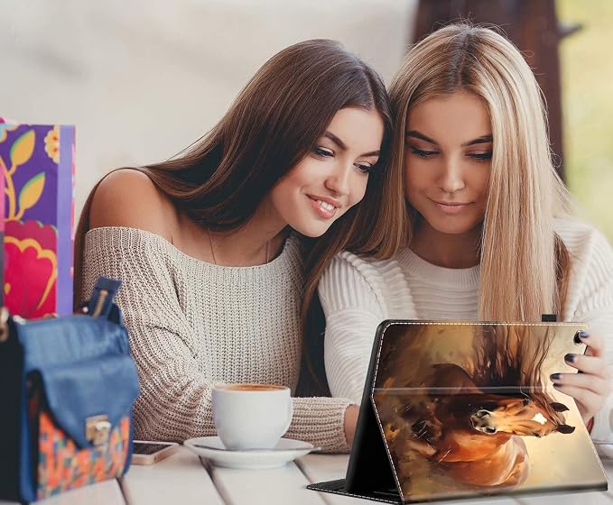 Case for All-New Amazon Fire HD 10 and 10 Plus Tablet (13th/11th Generation 2023/2021 Release) 10.1 Multi-Angle Smart Stand Cover Auto Sleep/Wake Skull and Fire