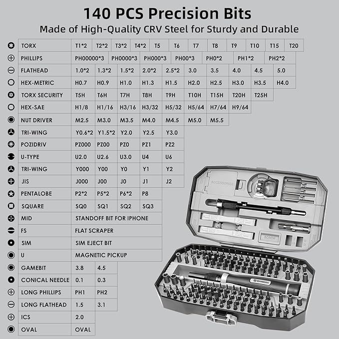 SHARDEN 153 in 1 Precision Screwdriver Set Computer Tool Kit, Laptop Screwdriver Kit Magnetic Electronic Screwdriver Set for PC, iPhone, Phone, PS5, PS4, Jewelry, Tablet, RC, Xbox Controller Repair