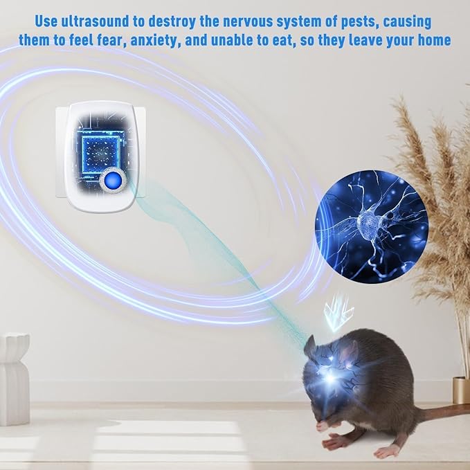Upgraded Ultrasonic Repellent Electronic Plug in Indoor Pest Control Repeller for Insects Mice Rodents Spiders Cockroach Bug Roach Mosquitoes 6 Packs