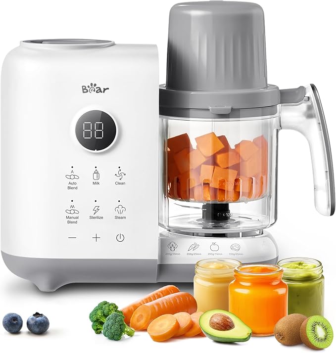 Bear Baby Food Maker Steamer&Blender with Dual-Layer Steam Baskets, 18.5oz