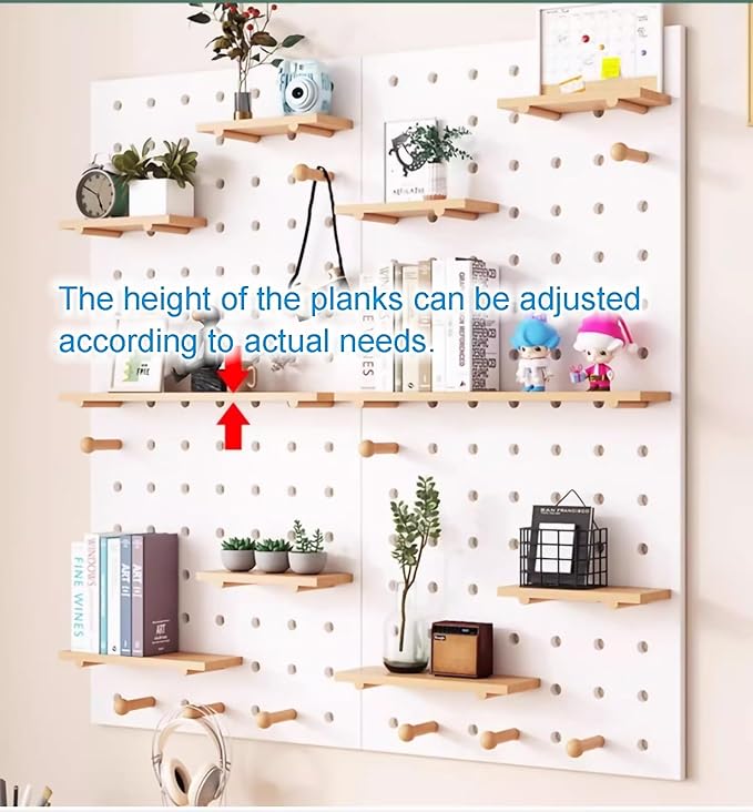 Wooden Wall Organizer Kit – Versatile Display Panel for Home, Office, Study & Bathroom – Wall-Mounted Storage Solution (Oak, 40x120CM)