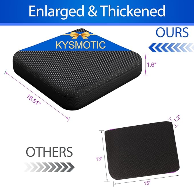 Large Gel Seat Cushion for Long Sitting (Large & Thick), Soft & Breathable, Gel Cushion for Wheelchair Reduce Sweat, Chair Cushion for Office Chair (Black Cover)