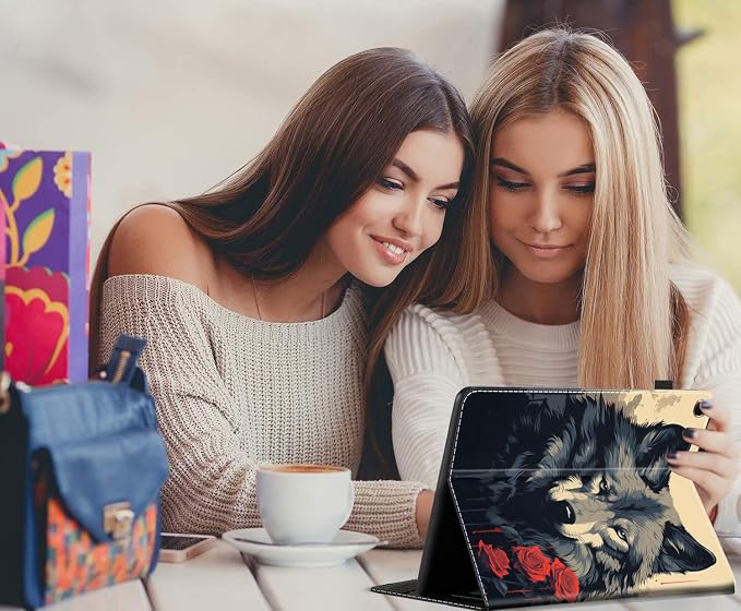 Case for All-New Amazon Fire HD 10 and 10 Plus Tablet (13th/11th Generation 2023/2021 Release) 10.1 Multi-Angle Smart Stand Cover Auto Sleep/Wake Skull and Fire