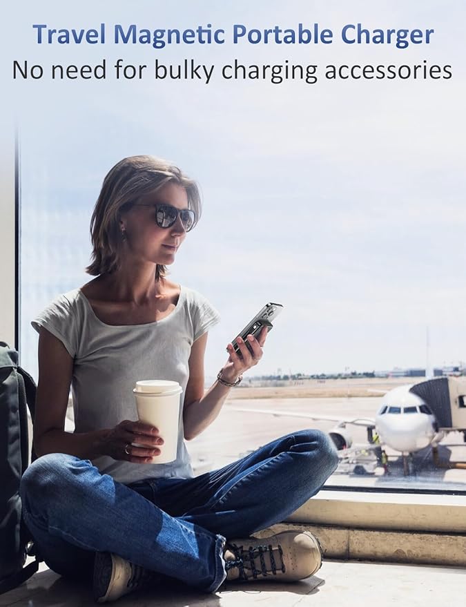 Magnetic Portable Charger, 10000mAh Power Bank, 5 in 1 Portable Charger with Built in Cable, 20W Fast Charging for Magsafe Battery Pack Compatible with iPhone 16/15/14/13 Pro/Pro Max, Samsung Series