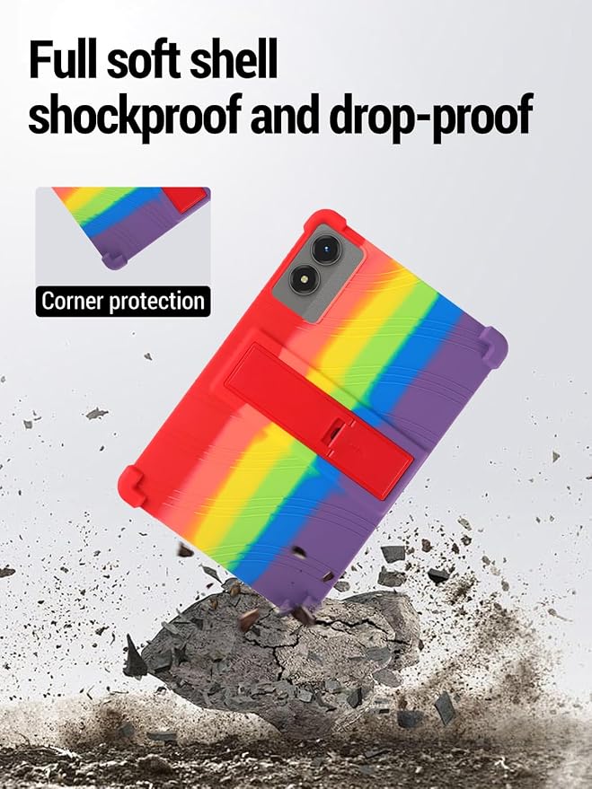 for TABWEE T50 (11 Inch) Android 16 Tablet Protective case ZBAGUG Shockproof Lightweight Silicone Protective Cover with Stand Child-Friendly Protection Easy to Clean Design Black.