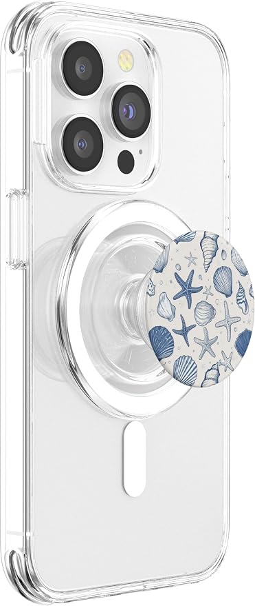 Blue Seashell Starfish Pattern PopSockets PopGrip for MagSafe
