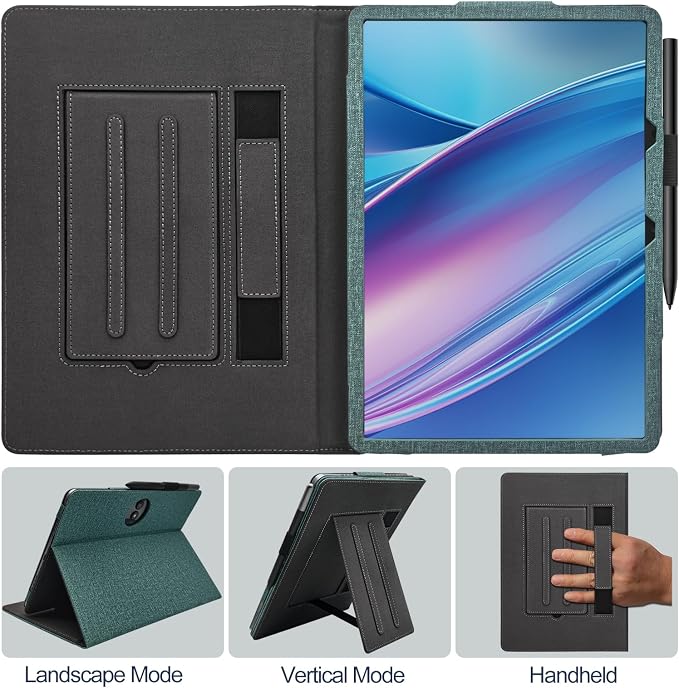 Hand Strap Case for 11.5 TCL NxtPaper 11 Plus (9469X) Tablet PU Leather Bidirectional Multi-Angle Stand Cover with Auto Sleep &amp Wake/Elastic Pen Holder (Black)