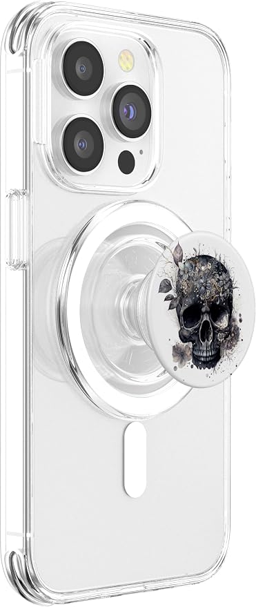 Floral Skull Graphic for Women Birthday Unique Black Skull PopSockets Adhesive PopGrip