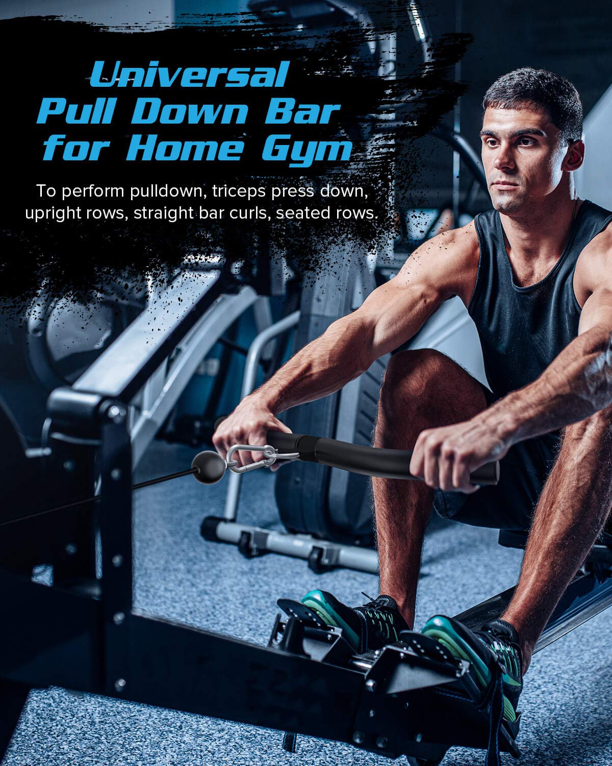 Upgraded LAT Pulldown Bars, 19" LAT Pull Down Bar Attachments for Home Gym, Curl Triceps Press Down Bar Cable Machine Attachment for Pulley System, Exercise Triceps Arm Back Muscles (19)