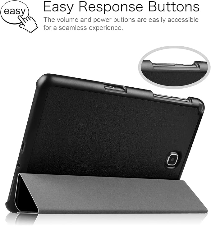 Case for Samsung Galaxy Tab A 8.0 Inch 2015 Release Model SM-T350 /SM-T355 /SM-P350 /SM-P355 Magnetic Closure Lightweight PU Leather (Black Galaxy Tab A 8.0 Inch)