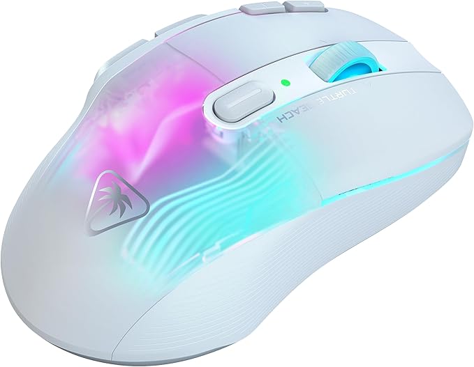 Turtle Beach Kone XP Air Wireless RGB Gaming Mouse, 19000 DPI Optical Sensor, 100-hour Rechargeable Battery & Charging Dock, 29 Programmable Inputs, Ergonomic Design, Bluetooth, 4D Wheel – White
