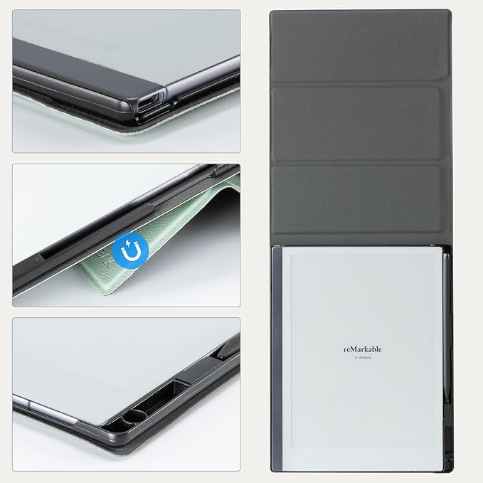 CoBak Case Compatible with Remarkable 2 Paper Tablet Black | Built-in Pen Holder Multi-Angle Foldable Stand Custom Fit for 2020 Released reMarkable 2