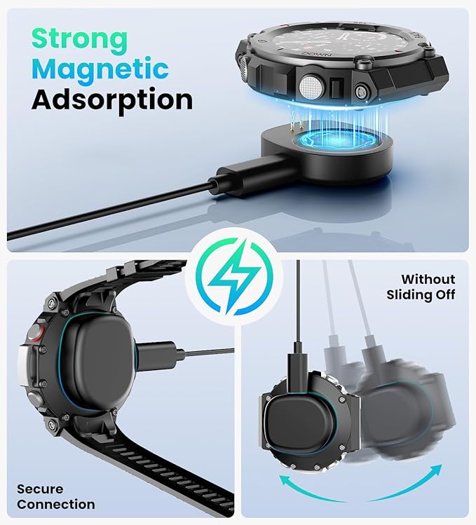TiMOVO Dock Charger Compatible with Amazfit T-Rex 3/Balance 2, 3.3ft/1m Magnetic Replacement Charging Stand, Smartwatch Accessories