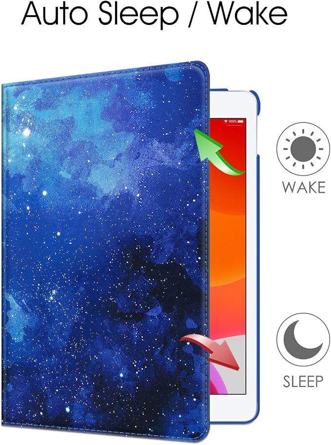 Fintie 360° Rotating Case for iPad 9th / 8th / 7th Generation 10.2 Inch | Swivel Stand Portrait &amp Landscape Viewing Shockproof Cover with Pencil Holder Auto Wake/Sleep Aqua Wave