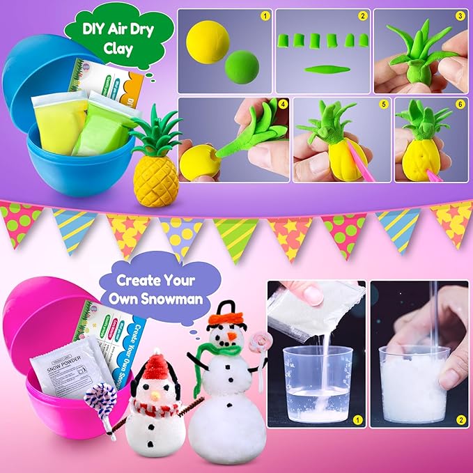 UNGLINGA 6 Experiments Eggs Easter Basket Stuffer Science Kit for Kids Boys Girls Toys Gifts Idea, Science Filler Easter Party Favor Educational S.T.E.M Activities Surprise Eggs