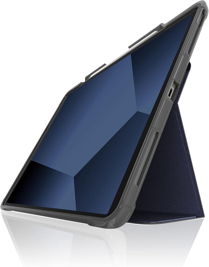 STM Dux Plus for iPad Pro 12.9 (3rd-6th Gen): Ultra Protective Lightweight with Clear Back Apple Pencil Holder Battery Saving On/Off Cover - Black