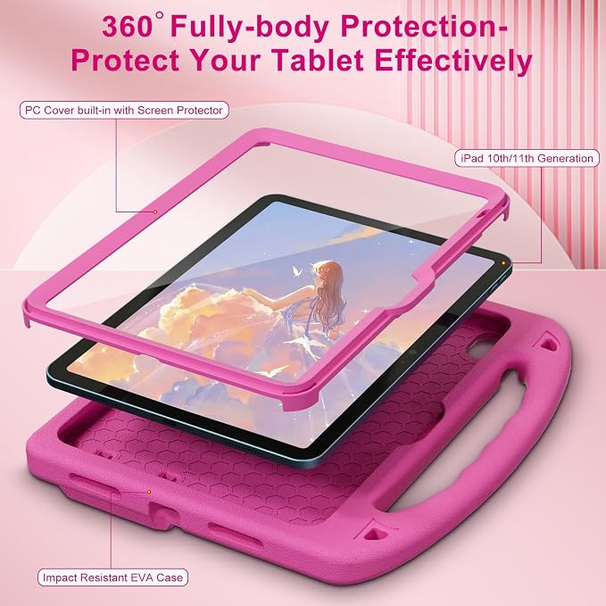 Kids Case for iPad 9th/8th/7th Gen. (10.2-inch 2021/2020/2019) | Shockproof Cover with Built-in Screen Protector and Stand Black