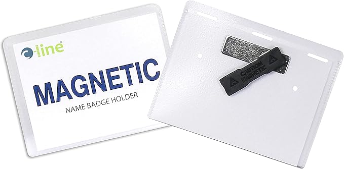 C-Line Magnetic Name Badge Holder Kit, Horizontal, 4w X 3h, Clear, 20/Box