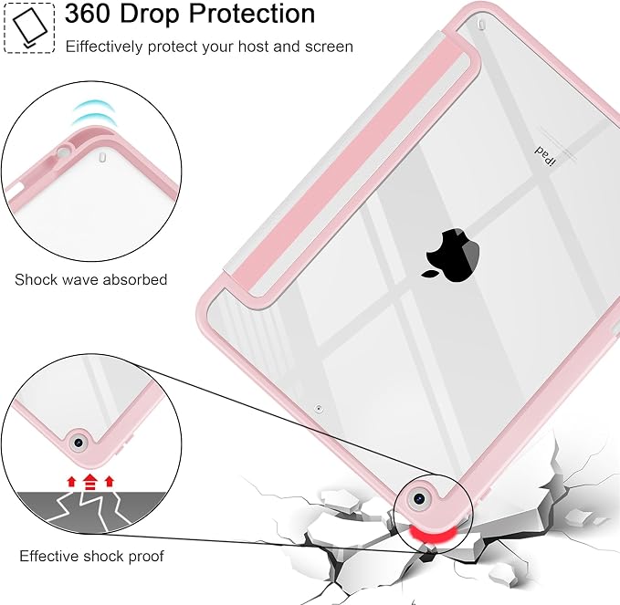 May Chen for iPad 9th Generation with Pencil Holder iPad 8th/7th Gen Case 10.2-inch [Penceil Holder] Trifold Stand Auto Wake/Sleep Clear TPU Protection Back Cover Ballet Shoes
