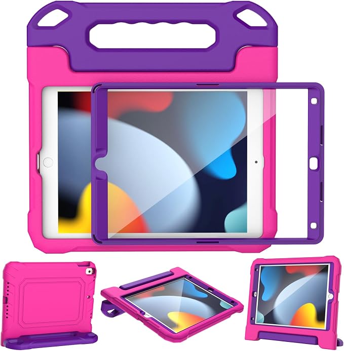 YIHE Kids Case for iPad 10.2 9th/8th/7th Gen Pro 10.5 &amp Air 3 BlackBlue | Full Body Shockproof Protective Cover Handle Stand Built-in Screen Protector Fun Colors