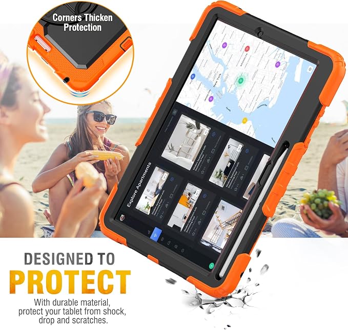 HXCASEAC Case for Samsung Galaxy Tab S10+ Plus / S9 Fe+ / S9+ 5G 12.4 inch Protective with Screen Protector/S Pen Holder/ 360 Rotating Stand Hand Strap - Black