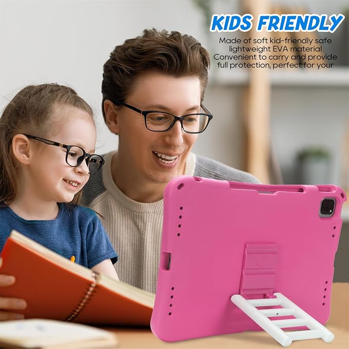 Kids Case for iPad Air 13 (2026/2025/2024) M4/M3/M2 &amp iPad Pro 13 2024 &amp iPad Pro 12.9 Cover 6th/5th/4th/3rd Gen (2022/2021/2020/2018) DIY Figures EVA Rubber Handle Stand Shockproof Bumper