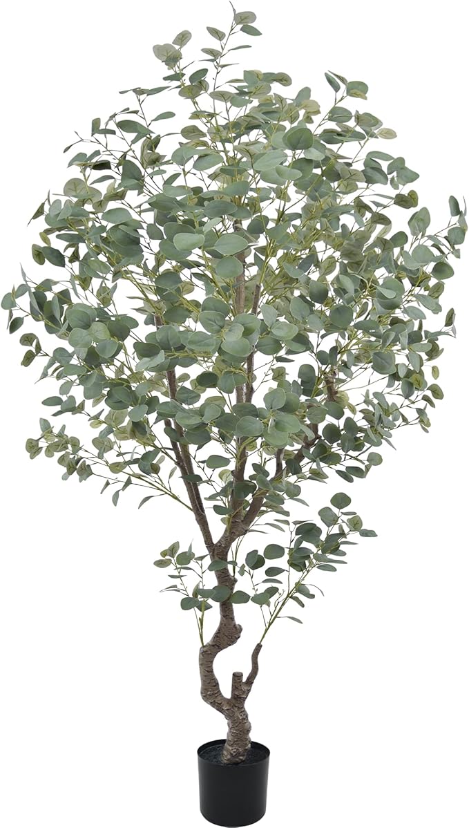 Artificial Eucalyptus Tree 7.2ft Faux Plant with Natural Trunks and Realistic Leaves,Fake Floor Potted Artificial Tall Large Plants for Home Living Room Office Decor Indoor (7.2Feet,1Pack)