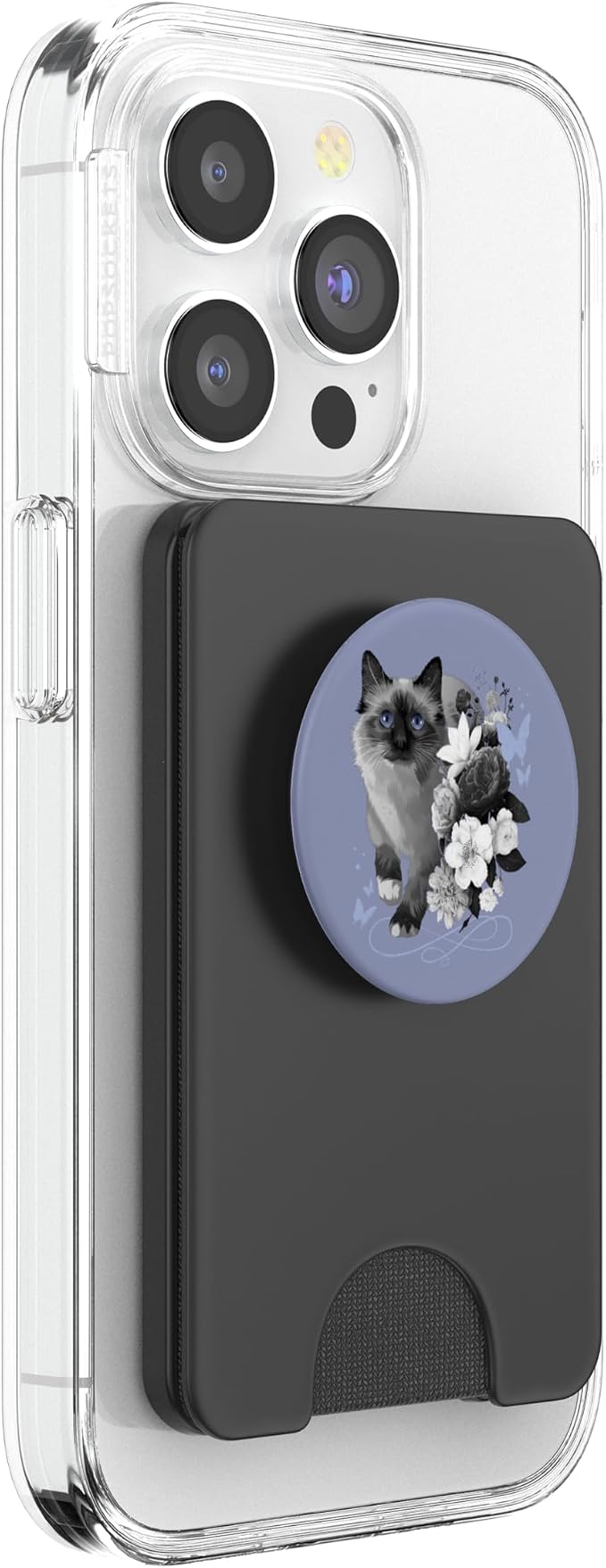 Siamese cat with flowers vintage look floral Siam Cat PopSockets Adhesive PopGrip