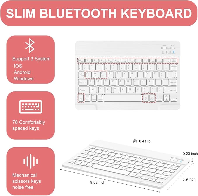 Soke for iPad (A16) 11th/10th Gen Case with Keyboard Black Marble | For iPad 11/10.9 inch(2025/2022) 7 Color Backlight Magnetic wireless Detachable Keyboard Case Built-in Pencil Holder