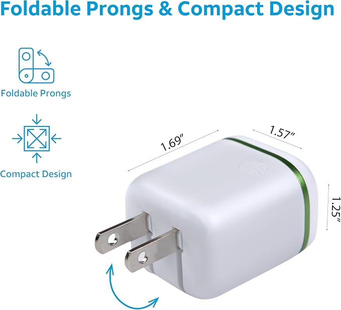 AT&ampT USB-C Wall Charger Fast Charging Power Adapter Foldable Prongs Travel-Friendly for Compatible with iPhone iPad Samsung Galaxy Google Pixel (20W White)