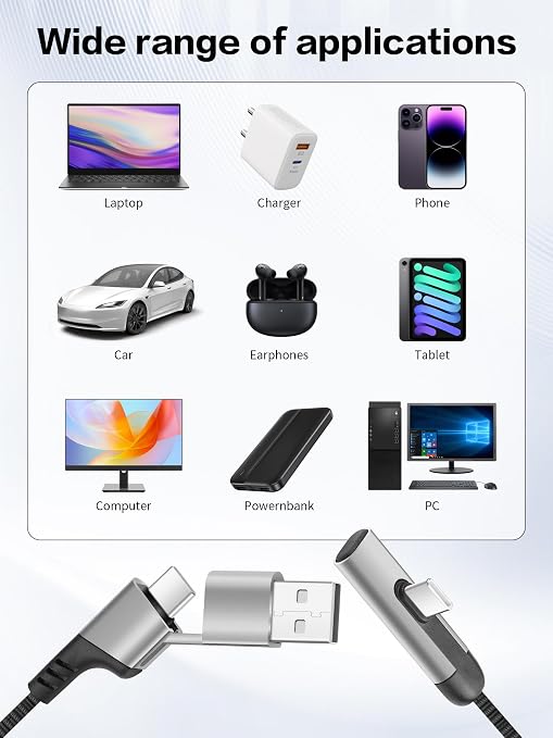 YACSEJAO Coiled USB C Charging Cable with USB A Adapter 2-in-1 Spring Coiled Phone Charger Cord 480Mbps Data Transfer Compatible Tablets Laptops Power Banks and More (Right Angle)