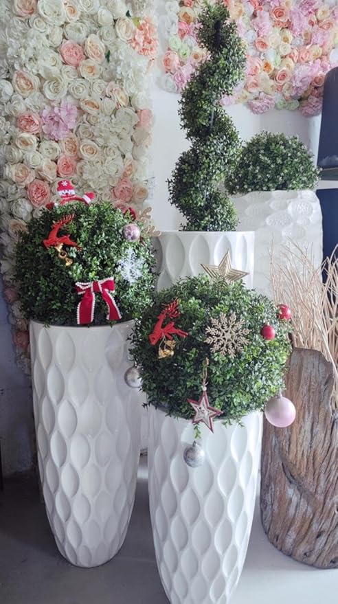 ALL SEASON GREEN 2'T 18''W Boxwood Ball Artificial Topiary Trees Potted Faux Outdoor Plants for Home Porch Decor Set of 2
