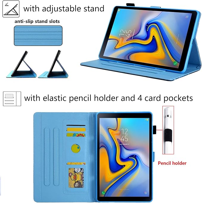 for Galaxy Tab A 8.4 Case 2020 Model (SM-T307/T307U) with Pencil Holder Pockets Multi-Angle Viewing Folio Stand PU Leather Shockproof TPU Cover for Samsung Tab A 8.4 T307 Black Rose Flower