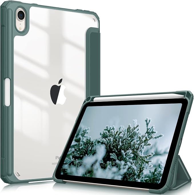 Fintie Clear Case for iPad mini 7th Generation (A17 Pro) / mini 6 8.3 | Slim Hybrid Shockproof Hard PC Back Cover Pencil Holder Viewing &amp Typing Angles Auto Sleep/Wake Black