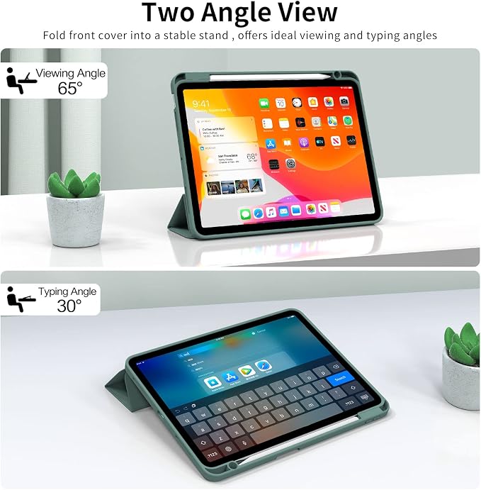 kenke Case for iPad Air 11-inch M4/M3/M2 (2026/2025/2024) iPad Air 5th/4th Generation (2022/2020) 10.9-inch Auto Sleep/Wake Slim Trifold Smart Cover with Pencil Holder Soft TPU Back Black