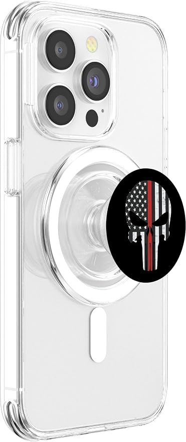Thin Red Line Skull Fireman Dept US Flag Firefighter Gift PopSockets Standard PopGrip