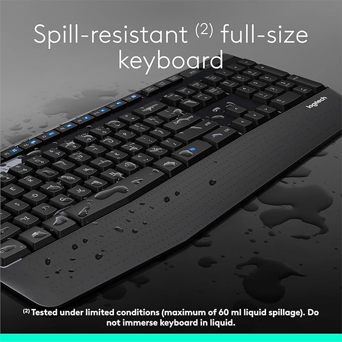 Logitech MK345 Wireless Keyboard and Mouse Combo | Palm Rest | 2.4 GHz | USB Receiver | Black