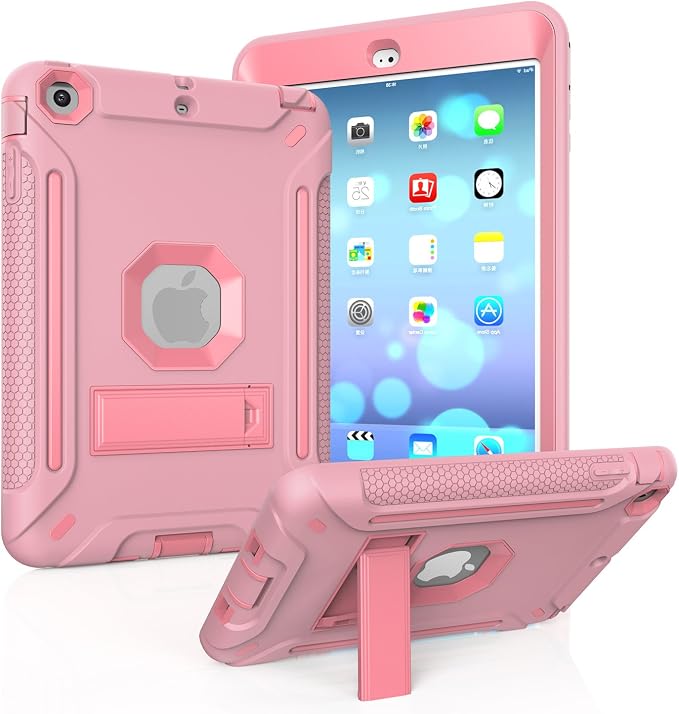 MAKEIT CASE iPad Mini Heavy Duty Hybrid Shockproof Protective Case - Full-Body Rugged Silicone and PC Hard Case With Kickstand for iPad Mini 1/2/3