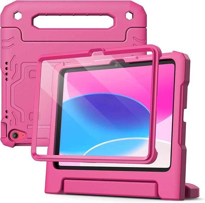 JETech Kids Case for iPad (A16) 11th/10th Gen Black | For 2025/2022 Model Built-in Screen Protector 360 Handle Stand Shockproof Kid-Friendly
