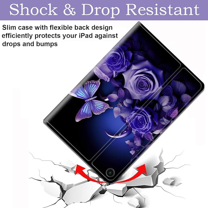 Case for Samsung Galaxy Tab A11 + Plus/A9 + Plus 11 Inch 2025/2023 Ultra-Thin Multi-Angle Protective Cover with Auto Sleep/Wake Black Cat and the Blue Flower